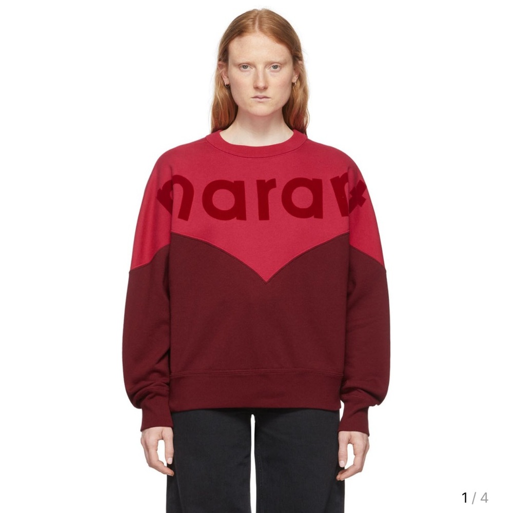 Isabel Marant Two-Tone Red and Burgundy Logo Sweatshirt